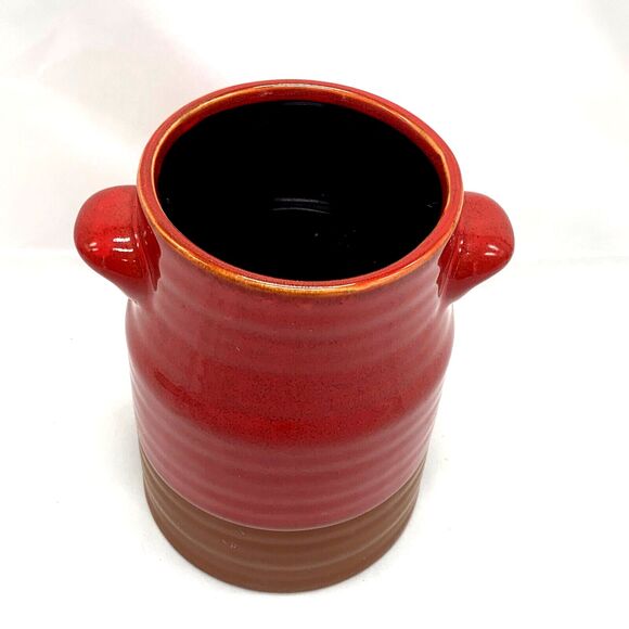Milk Jug Vase Red Brown Ceramic Vase 6.5 x 4 Flowers Kitchen Utensils - Picture 2 of 4